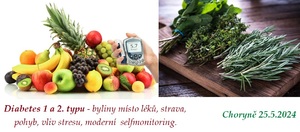 Diabetes - bylinky, bylinky, léčivé rostliny místo léku strava pohyb vliv stresu moderní selfmonitoring Choryně 25.5.2024