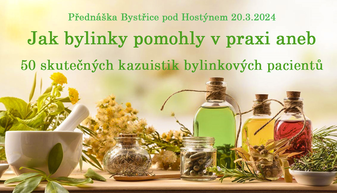 Přednáška Bystřice pod Hostýnem Jak bylinky pomohly v praxi aneb 50